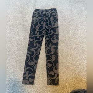 LuLaRoe Black and Gray Swirl Leggings. Tween